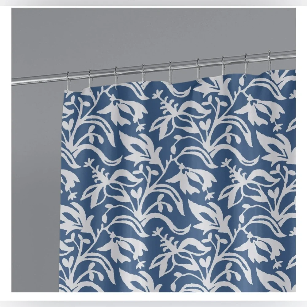 Mainstays Floral Printed Tassel Trim 72” x 72” Fabric Shower Curtain